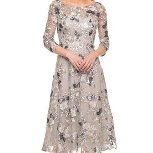 NWT La Femme 29988SC Lace Homecoming Dress Floral Silver Size 6